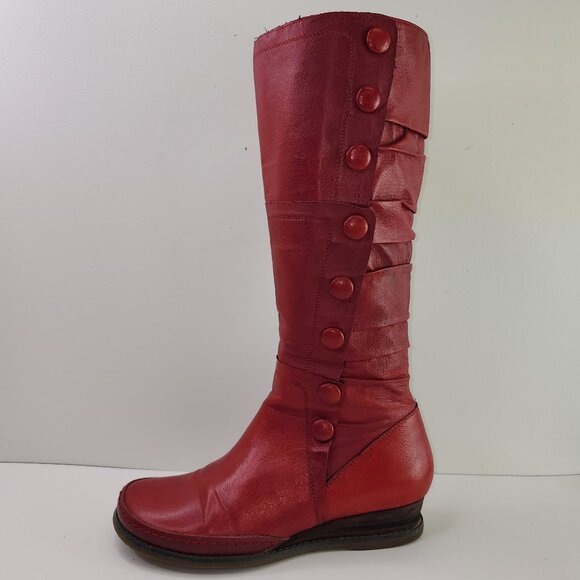 Miz Mooz Red Pearson Red High Button Boots (7.5 US - Picture 2 of 10